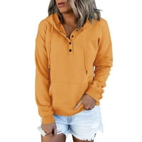 Hoodies za žene Soild Color s kapuljačom s kapuljačom dugih rukava, pulover sa džepom