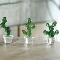 Eastshop Cactus ukrasi Dobar izraz ukrasni stakleni minijaturni kaktus bonsai figurin za stol