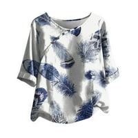 Scyoekwg Dressy vrhovi za ženske majice od pola rukava uzorak za ispis majica Crewneck Looses FIT Bluze