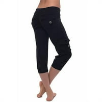 Sanbonepd Dame Fashion Udobni labavi elastični struk džep Yoga obrezirane hlače