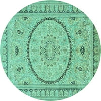 Ahgly Company u zatvorenom okruglom medaljonima tirkizne plave tradicionalne prostirke, 6 'runda