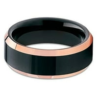 Crni volfram prsten, ružičasto zlato volfram, volfram karbidni prsten, zaručni prsten, sjaj