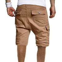 Iopqo casual šorc za muškarce muške ljetne casual čvrste kratke hlače za džepne tasterne hlače kaki