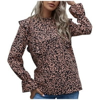 Žene dugih rukava Labavi pulover Bluza Ležerne prilike Tunika Osnovne majice Leopard Print Majica Bluza