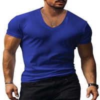 Muški ljetni vrhovi Majica sa čvrstim bojama V izrez mišićna majica modni pulover dnevno habanje bluza