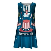 Hvyesh Žene Ljetne haljine plus veličina plaža Midi haljina 4. srpnja Grafički grafički posad izrez