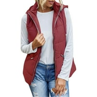 Nejasna jakna za ženu pamučni prsluk bez rukava od čvrstog kapuljača zimske jakne crvena l