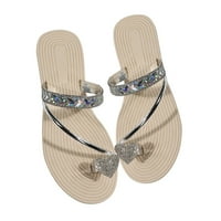 LISGAI Sandale za žene Stan, Ženski blistavi Bling Fancy T Slide Slide Stan Low Wedge Sparkle sandale