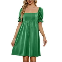 Ljetne haljine za žene plažne haljine za žene kratki rukav kvadratni vrat cami špageti remen plus veličina haljina za žene casual haljine havajski haljine plaža klasična y2k mekani osnovni zeleni xl
